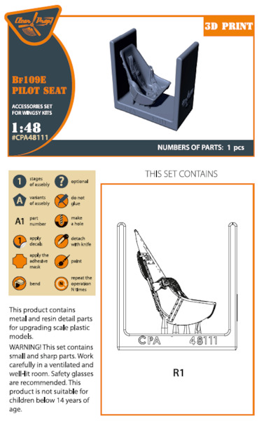 Messerschmitt BF109E Seat with integral safety belts (Wingsy Kits)  CPA48111
