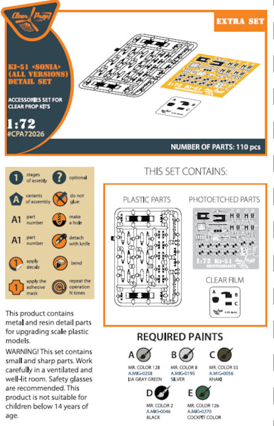 Mitsubishi Ki51 "Sonia"Detail set, All versions (Clear Props  CPA72026