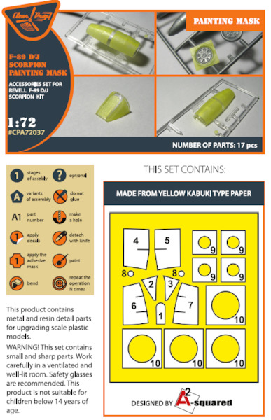 Northrop F89D/J Scorpion Canopy and wheels painting mask (Revell) CPA72037