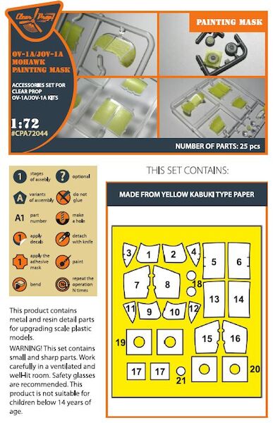 OV-1 A/JOV-1A Mohawk for CP kit painting mask (Clear Prop)  CPA72044