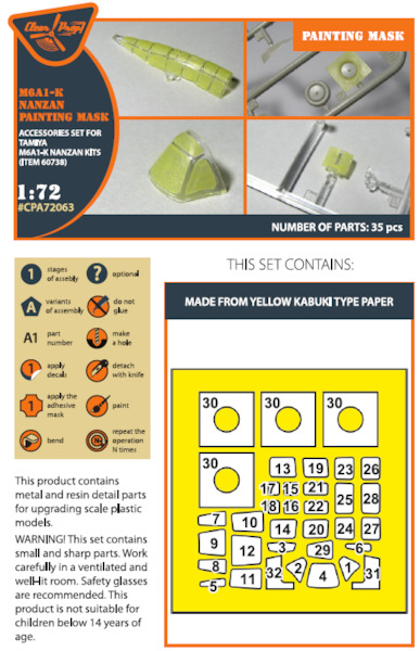 Aichi M6A-1K Nansan  Canopy and wheel painting mask set (Tamiya)  CPA72063