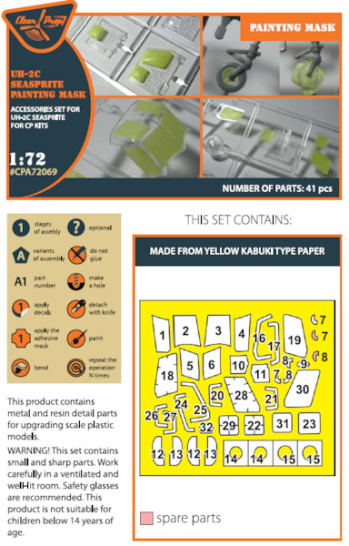UH2C Seasprite cabin glass painting mask (Clear Prop)  CPA72069