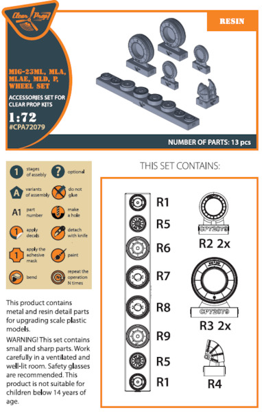 Mikoyan MiG-23ML, MLD, P, MLAE wheel set (for CP kits) CPA72079