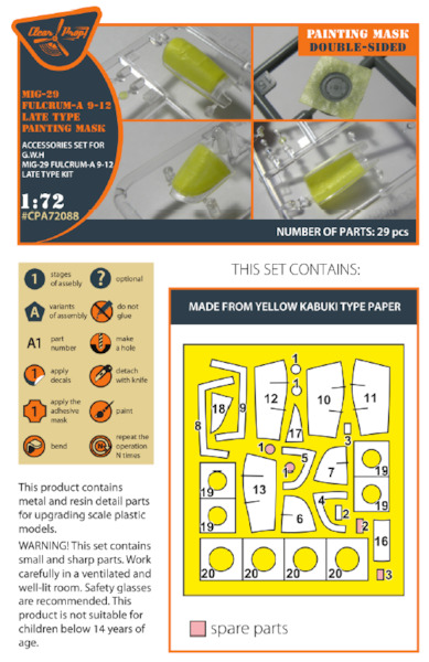 Mikoyan MiG29 (9-12) Fulcrum  painting mask (Great Wall Hobby)  CPA72088