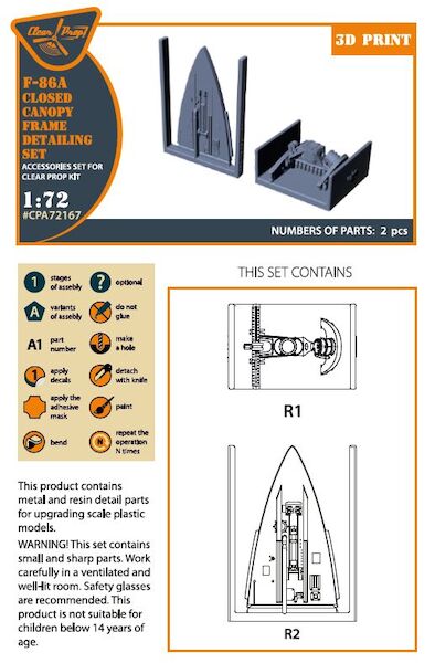 F-86A Sabre Canopy frame detailing set (Clear Prop) CPA72167