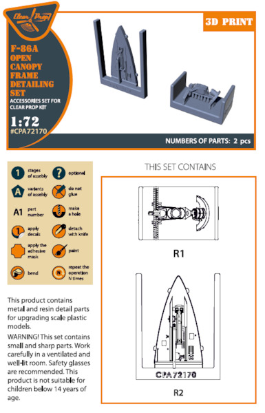 F-86A Sabre Open Canopy frame detailing set (Clear Prop)  CPA72170