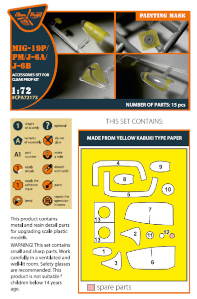 MiG19 P/PM, J6A/B Canopy Painting Mask (Clearprop)  CPA72173