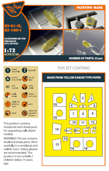 Kawasaki Ki61-II and Ki100 "Tony"  Hi-Back painting mask (Finemolds kits FP17, FP19 )  CPA72185