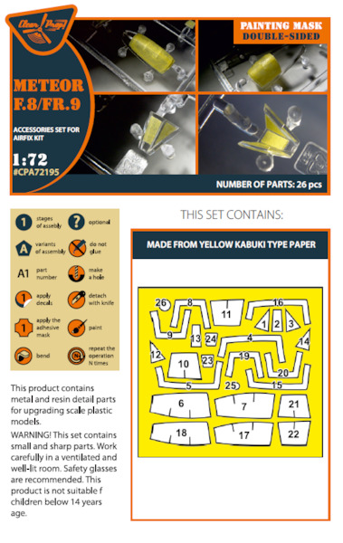 Gloster Meteor F8/FR9  Masking Set (Airfix)  CPA72195
