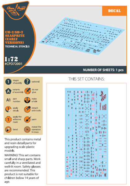 Kaman UH2/SH2 Seasprite stencils (Early versions) CPD72001