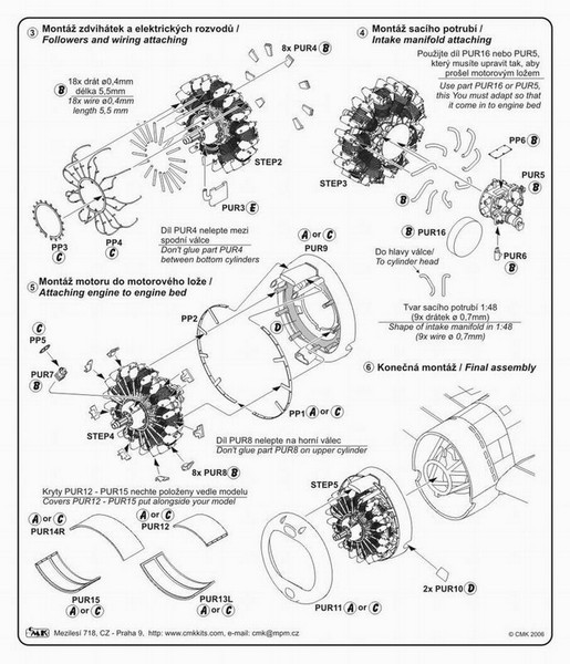 F2A-1/2/3 Buffalo R1830 Engine set complete with cowling (Special Hobby/Classic Airframe) CMK 4171