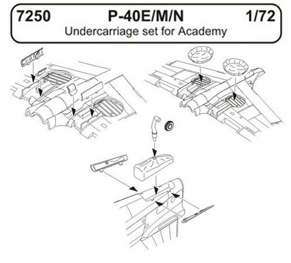 Curtiss P40E/M/N Undercarriage set (Academy)  CMK 7250