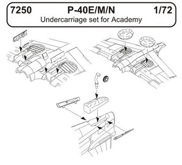 Curtiss P40E/M/N Undercarriage set (Academy) CMK 7250