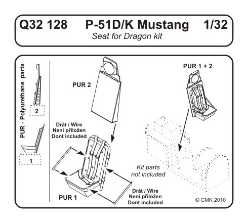 P51D/K Mustang Seat and Armour plate (Dragon)  CMK-Q32128