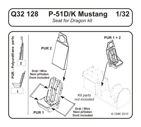 P51D/K Mustang Seat and Armour plate (Dragon) CMK-Q32128