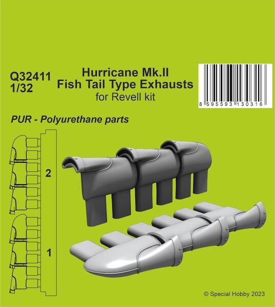 Hurricane Mk.I/II Fish Tail Type Exhausts (Revell) CMK-Q32411