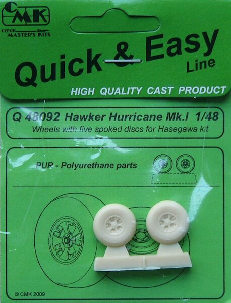 Hawker Hurricane MK1 Wheels with five spoked discs (Hasegawa) CMK-Q48092