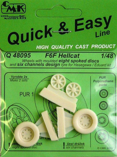 Grumman F6F Hellcat 8 spoked disks and six channel design Wheels (Hasegawa) CMK-Q48095