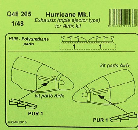 Hurricane MkI Exhaust (Triple Ejector Tuype) Airfix CMK-q48265