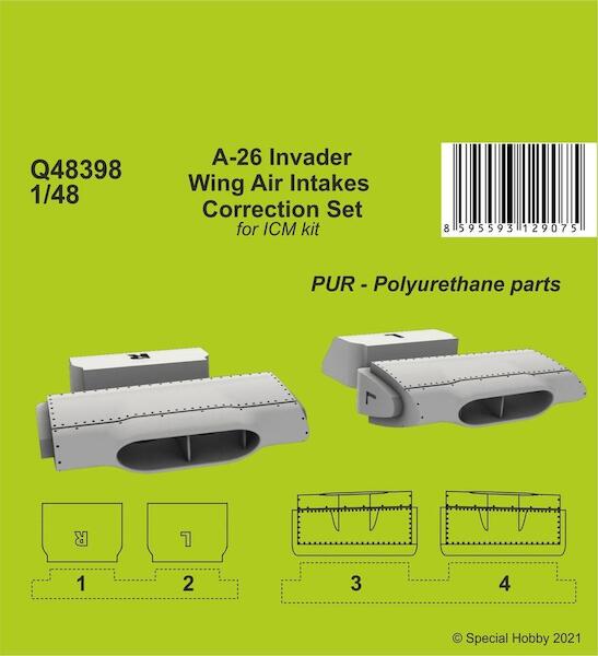 A-26 Invader Wings Air Intakes Correction Set (ICM) CMK-Q48398