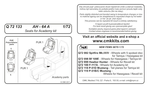 AH64A Apache Seats (Academy)  CMK-Q72133