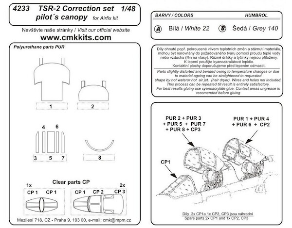 TSR2 Correction set pilots cockpit (Airfix)  CMKA4233