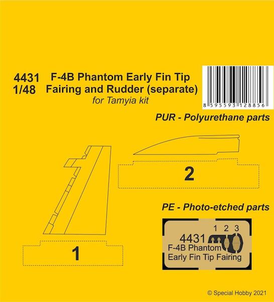 F-4B Phantom Early Fin Tip Fairing and Rudder (separate) (Tamiya) CMKA4431
