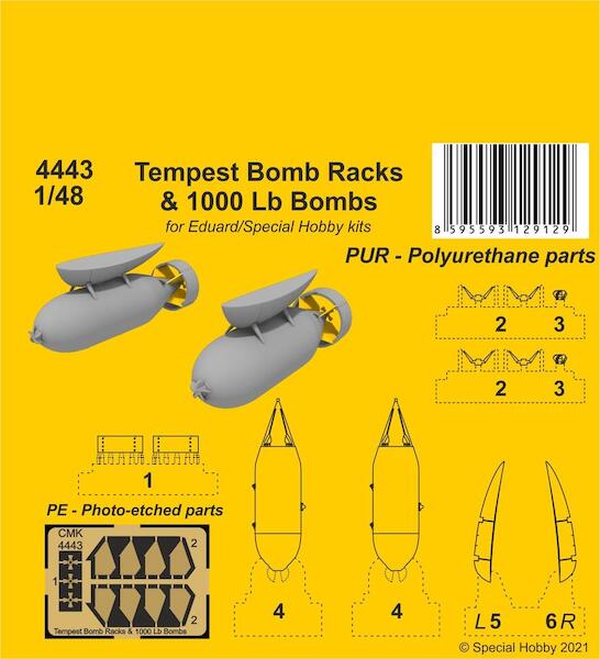 Hawker Tempest Bomb racks & 1000Lb Bombs (Eduard/Special Hobby)  CMKA4443