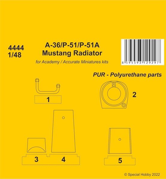 North American A-36/P-51/P-51A Mustang Radiator set (Academy/Accurate Miniatures) CMKA4444