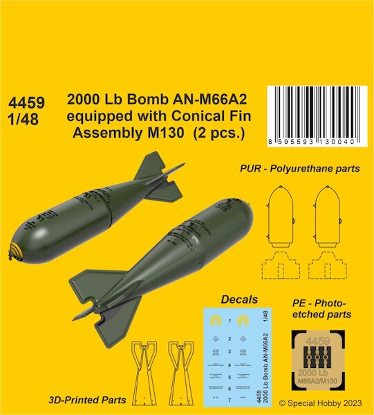 2000 Lb Bomb AN-M66A2 equipped with Conical Fin Assembly M130 (2 pcs.) CMKA4459