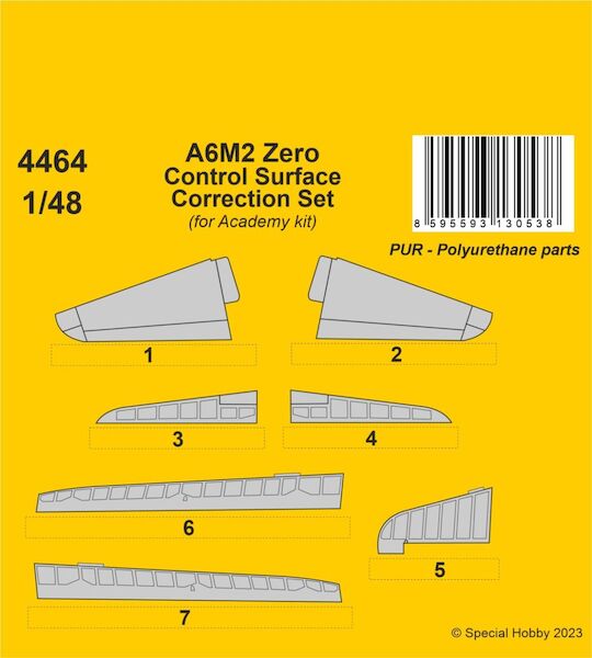 Mitsubishi A6M2 Zero Control Surface Correction Set (Academy) CMKA4464