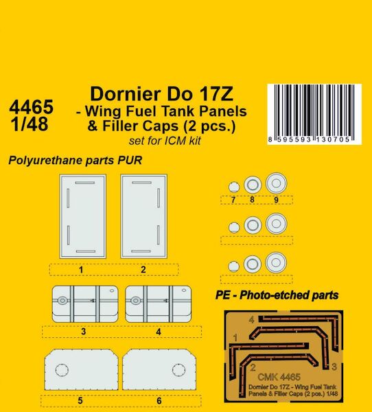Dornier Do 17Z - Wing Fuel Tank Panels & Filler Caps (2 pcs.) (ICM)_ CMKA4465