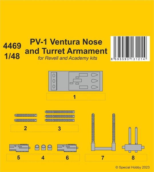PV-1 Ventura Nose and Turret Armament (Revell, Academy) CMKA4469