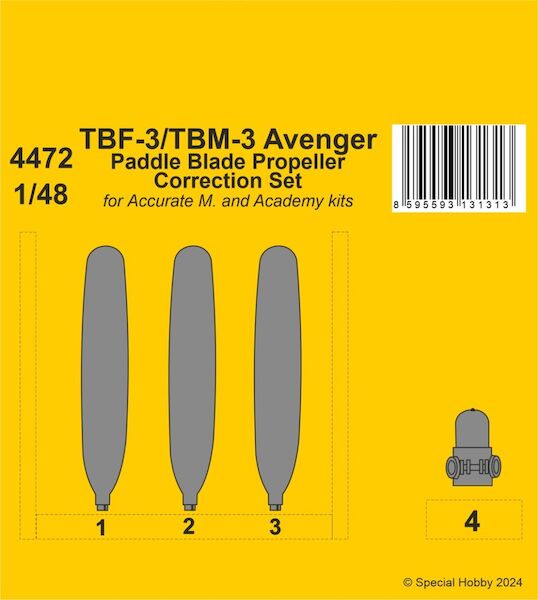 TBF-3/TBM-3 Avenger Paddle Blade Propeller Correction Set (Italeri, Accurate, Academy) CMKA4472