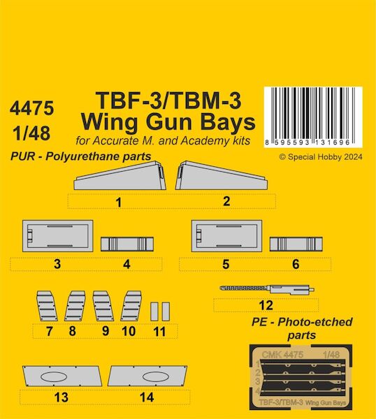 Grumman TBF1/TBM3 Avenger Wing Gun Bays (Italeri, Accurate, Academy)  CMKA4475