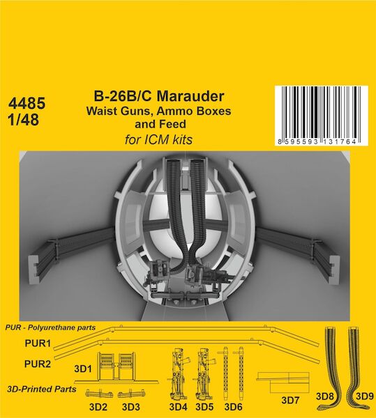Martin B26B/C Marauder Waist guns, Ammo boxes and feeds (ICM) cmka4485