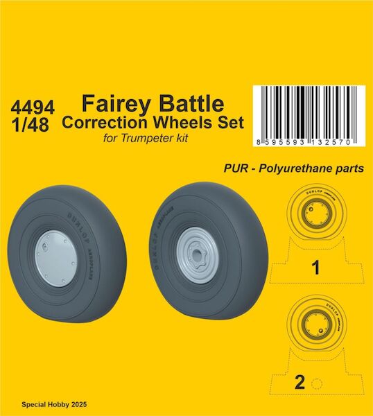 Fairey Battle Correction Wheels Set 1/48 / for Trumpeter kit CMKA4494