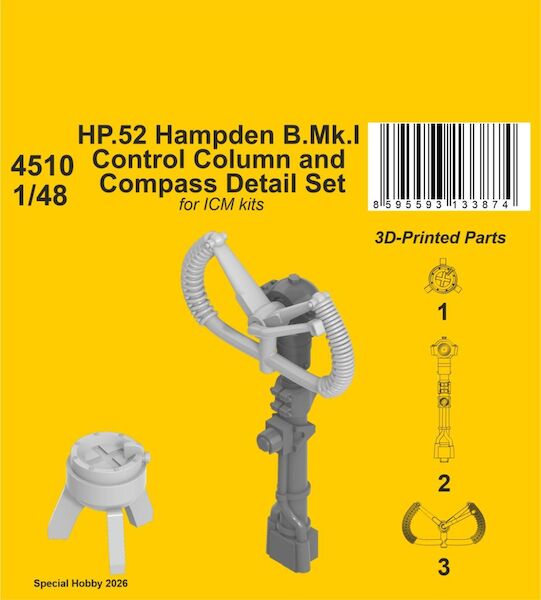 HP.52 Hampden B.Mk.I - Control Column and Compass Detail Set  (ICM)  CMKA4510