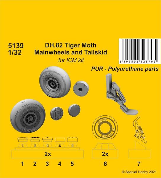 DH82 Tiger Moth Mainwheels and Tailskid (ICM) CMKA5139