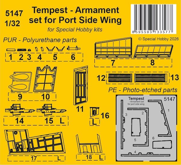 Tempest - Armament set for port wiong (Special Hobby) CMKA5147