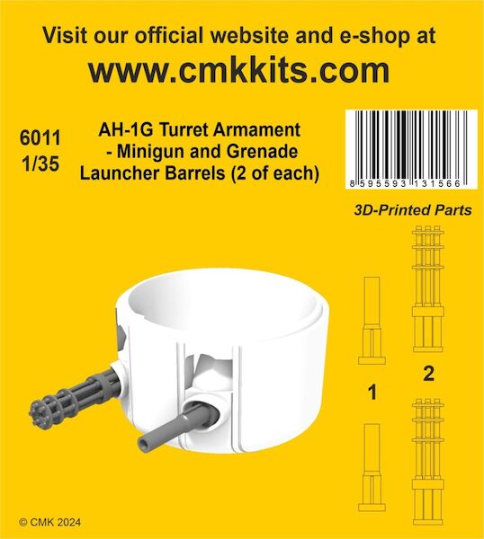 AH-1G Turret Armament - Minigun and Grenade Launcher Barrels (2 of each) (ICM)  CMKA6011