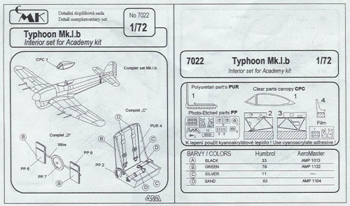 Typhoon MK1b Interior set (Academy)  CMKA7022