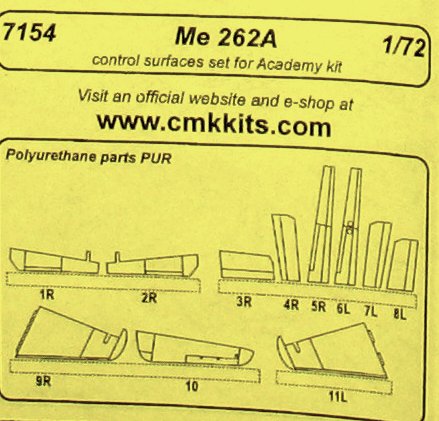 Me262A Control surfaces (Academy) CMKA7154