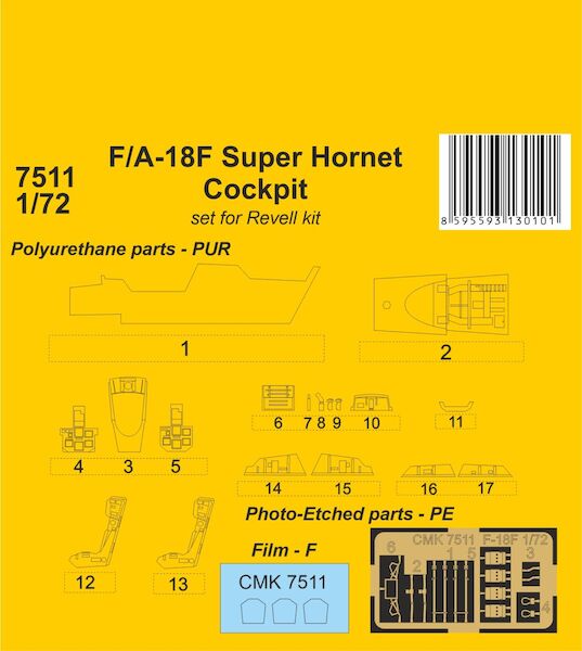 F/A-18F Super Hornet Cockpit 1/72 / for Revell kit  CMKA7511