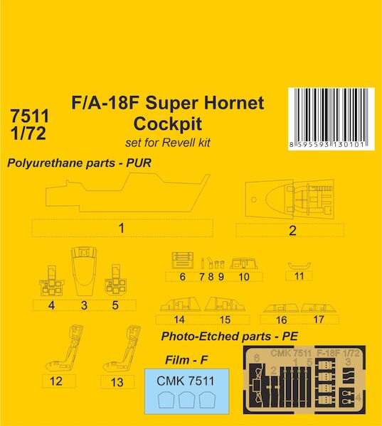 F/A-18F Super Hornet Cockpit 1/72 / for Revell kit CMKA7511