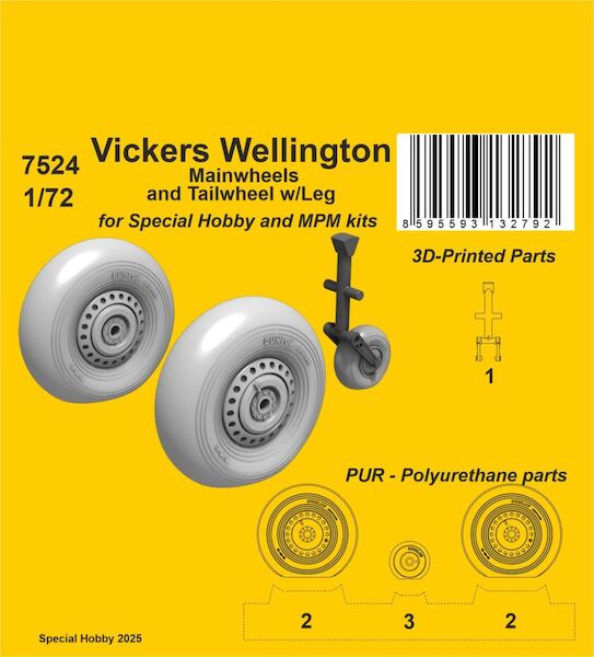 Mosquito Mainwheels and Tailwheel w/Leg  (Special Hobby)  CMKA7524