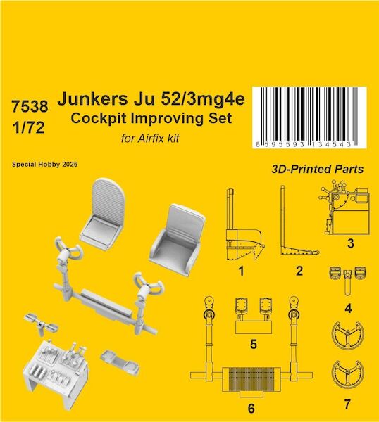 Junkers Ju 52/3mg4e Cockpit Improving Set (Airfix) CMKA7538