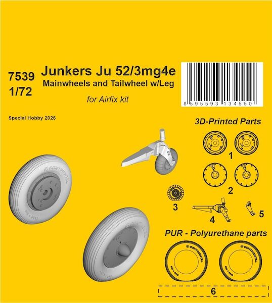 Junkers Ju 52/3mg4e Mainwheels and Tailwheel w/Leg   (Airfix)  CMKA7539