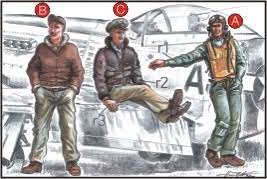 US Army Pilots and Mechanics WW2 (3 fig) F-72039