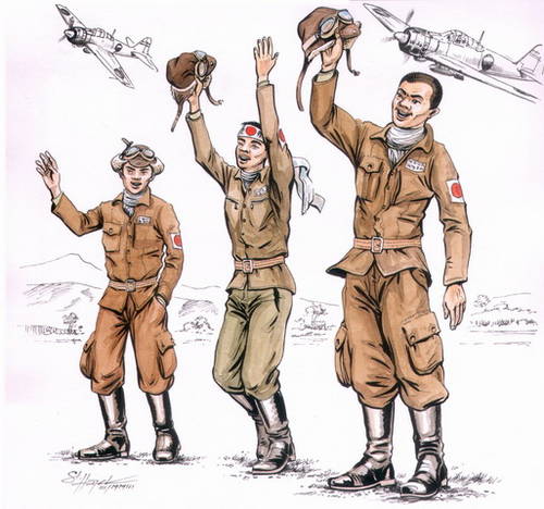 Japanese kamikaze pilots (3 fig.)  F-72113